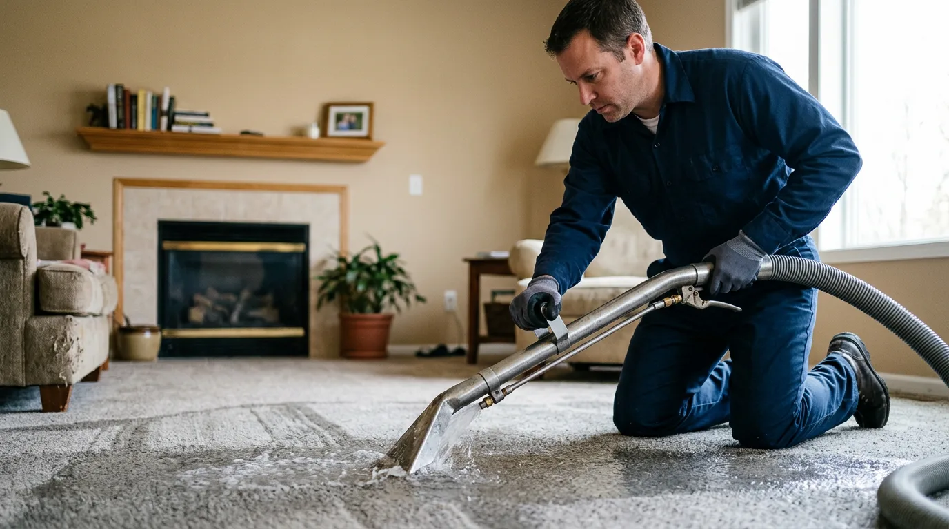 Water damage restoration technician working near Proctorsville, VT